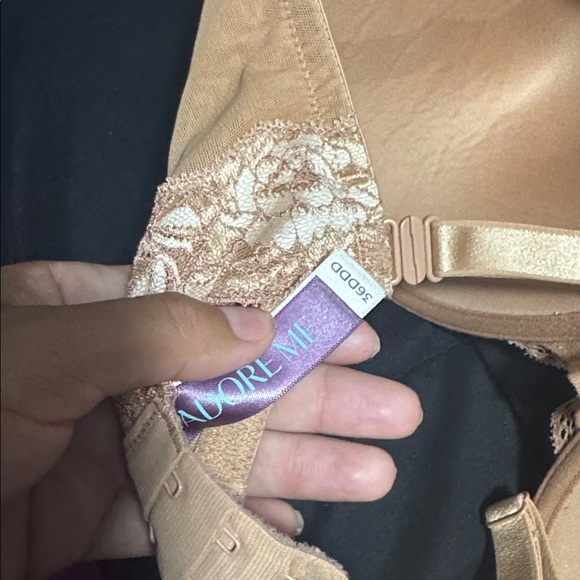 Adore Me Tan and Cream Lace Bra use 36ddd Bra Full Coverage Supportive Plus Size - Picture 8 of 9